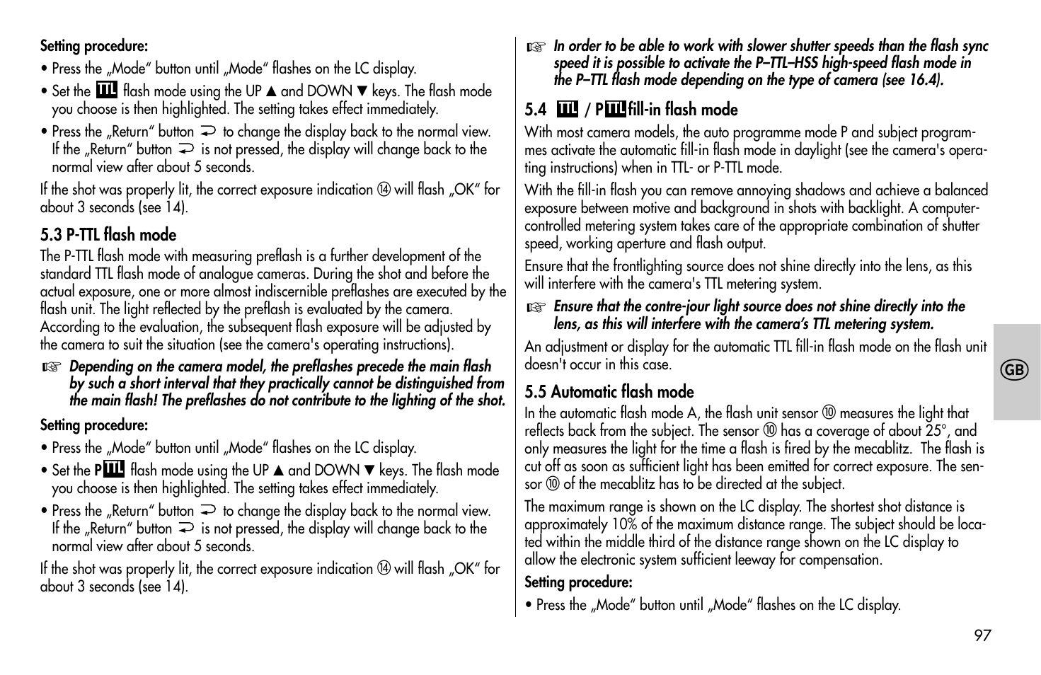 Metz MECABLITZ 58 AF-1 digital Pentax User Manual | Page 97 / 190