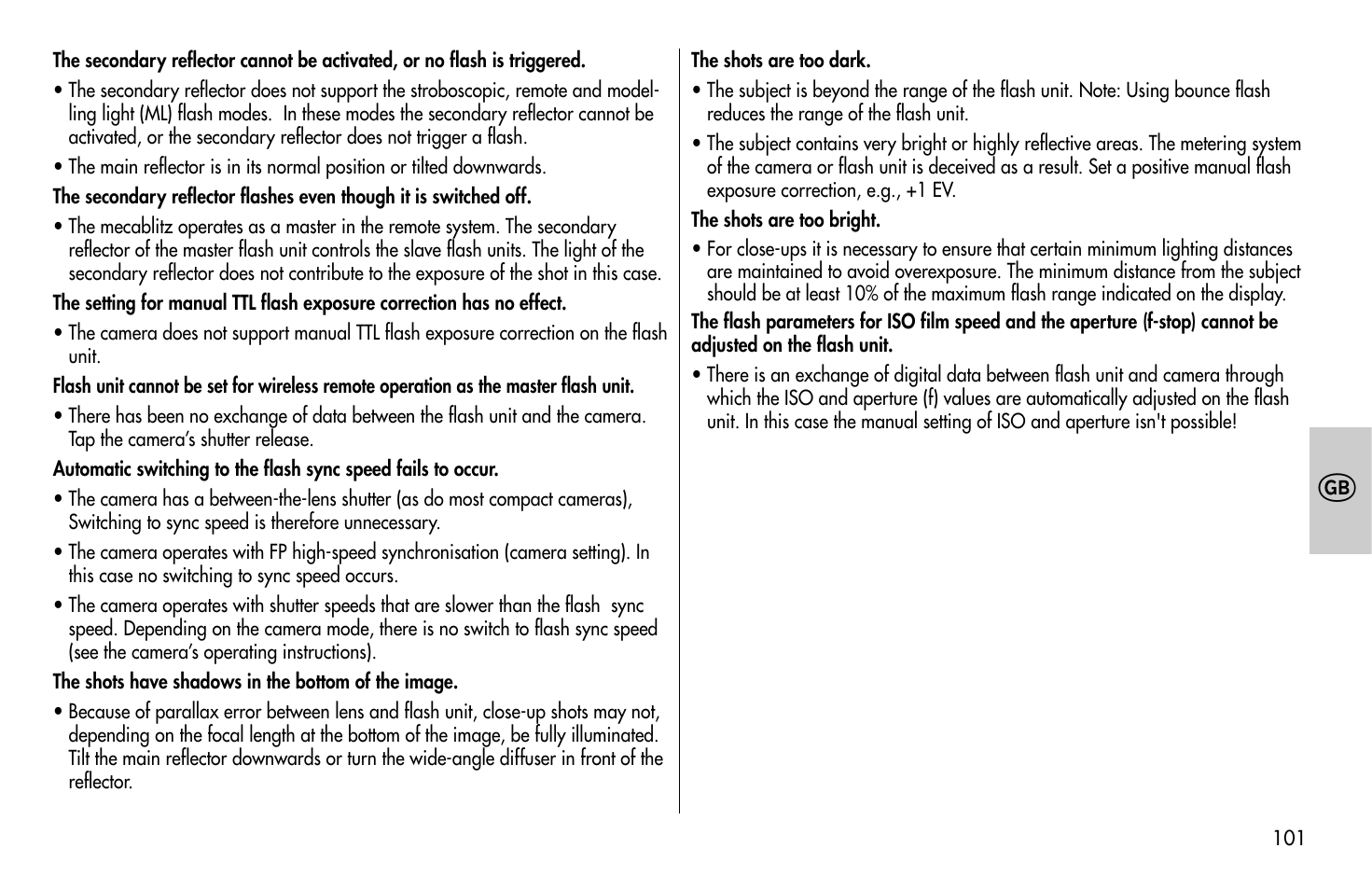 Metz MECABLITZ 58 AF-1 digital Olympus User Manual | Page 101 / 166