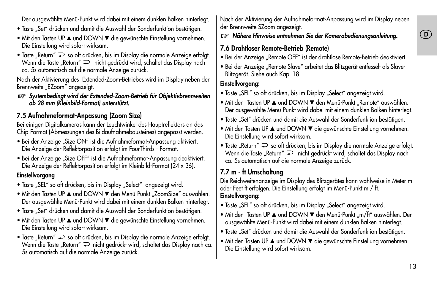 Metz MECABLITZ 58 AF-1 digital Olympus User Manual | Page 13 / 166