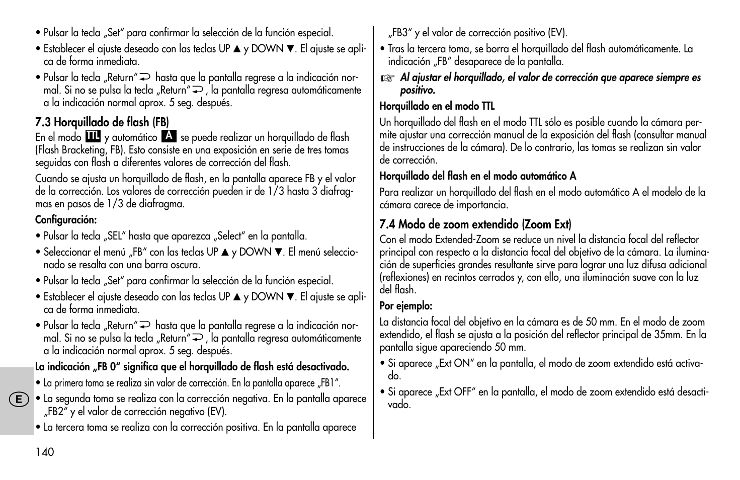 Metz MECABLITZ 58 AF-1 digital Olympus User Manual | Page 140 / 166