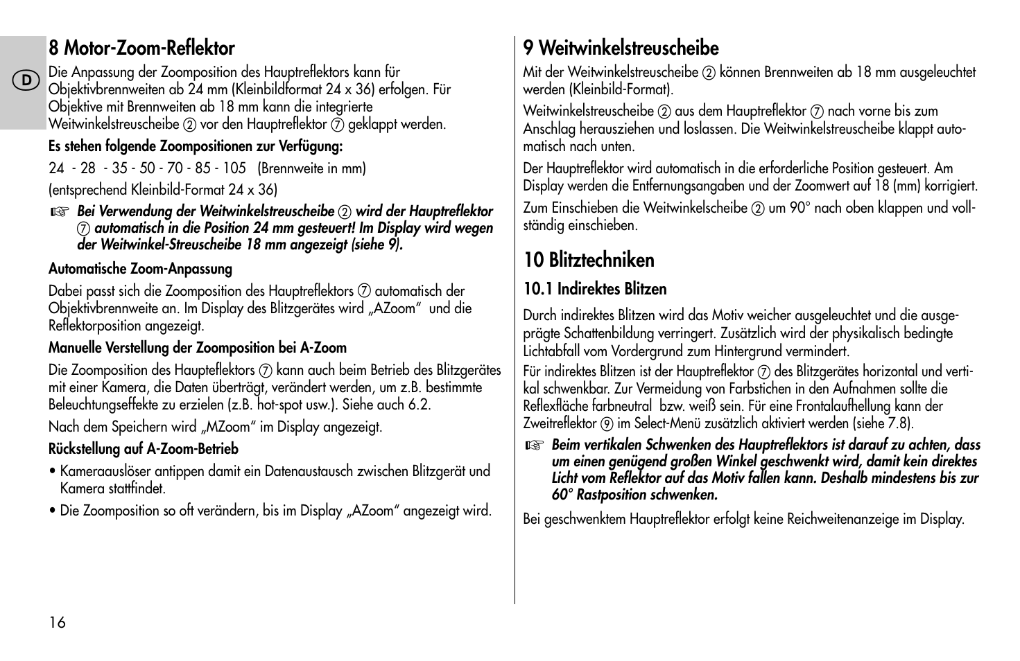 Metz MECABLITZ 58 AF-1 digital Olympus User Manual | Page 16 / 166