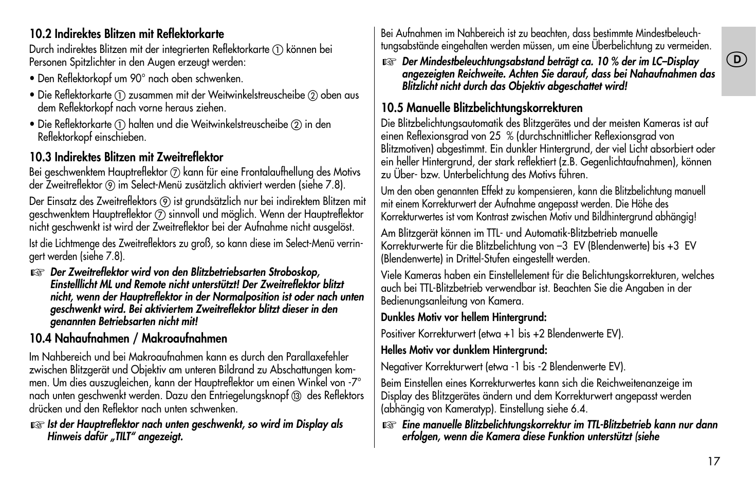 Metz MECABLITZ 58 AF-1 digital Olympus User Manual | Page 17 / 166
