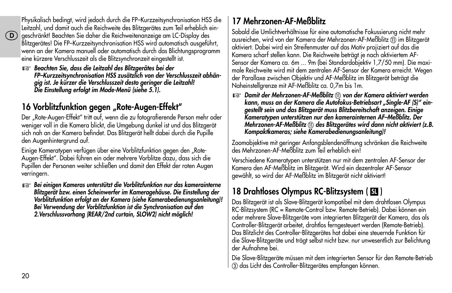Metz MECABLITZ 58 AF-1 digital Olympus User Manual | Page 20 / 166