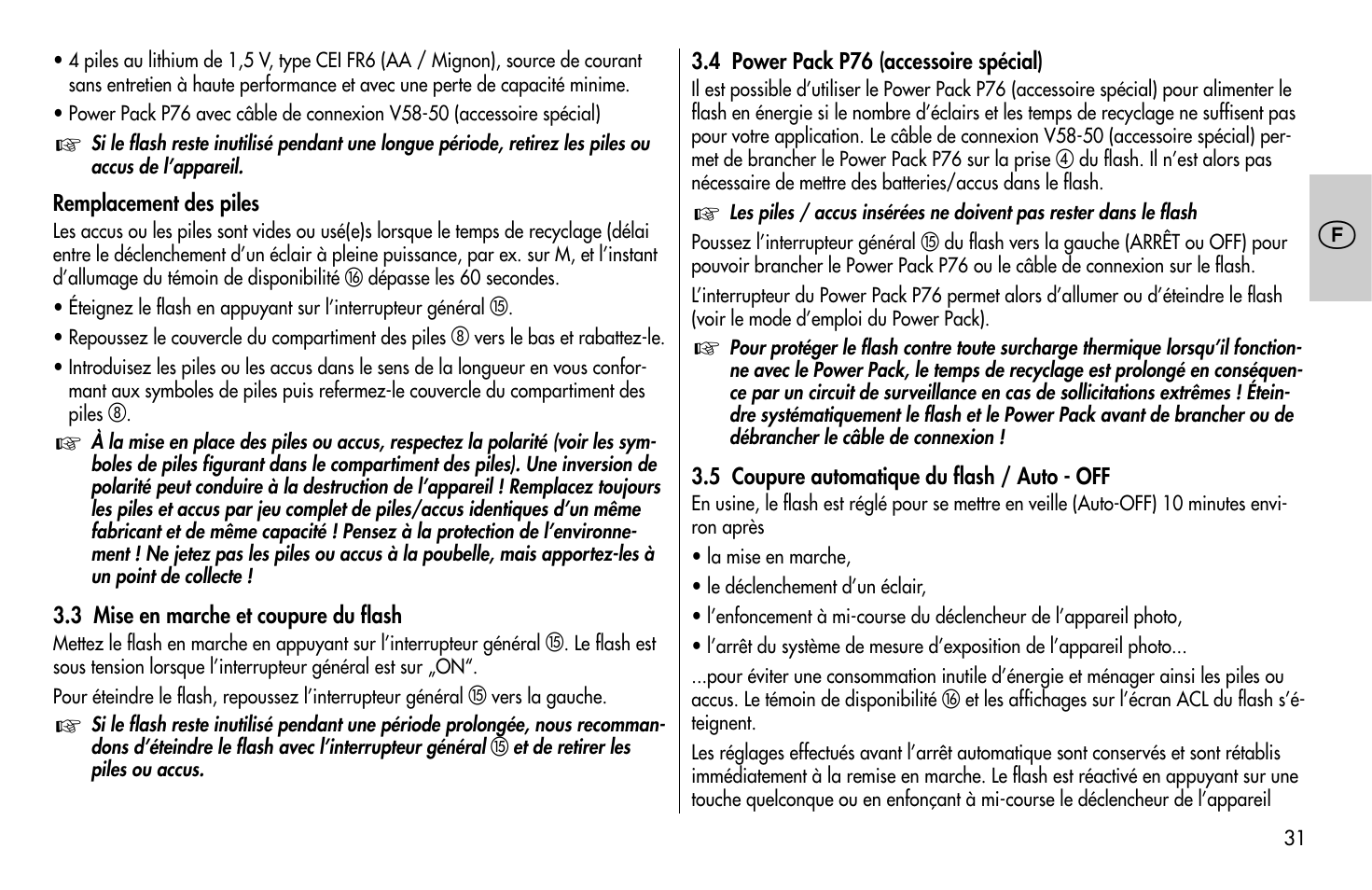 Metz MECABLITZ 58 AF-1 digital Olympus User Manual | Page 31 / 166