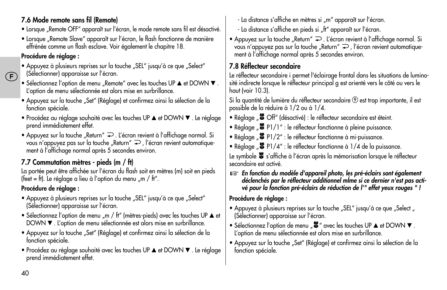 Metz MECABLITZ 58 AF-1 digital Olympus User Manual | Page 40 / 166