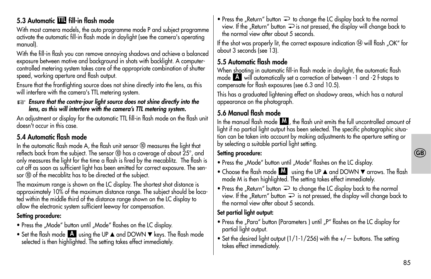 Metz MECABLITZ 58 AF-1 digital Olympus User Manual | Page 85 / 166