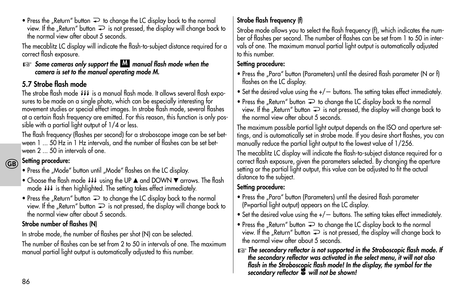 Metz MECABLITZ 58 AF-1 digital Olympus User Manual | Page 86 / 166