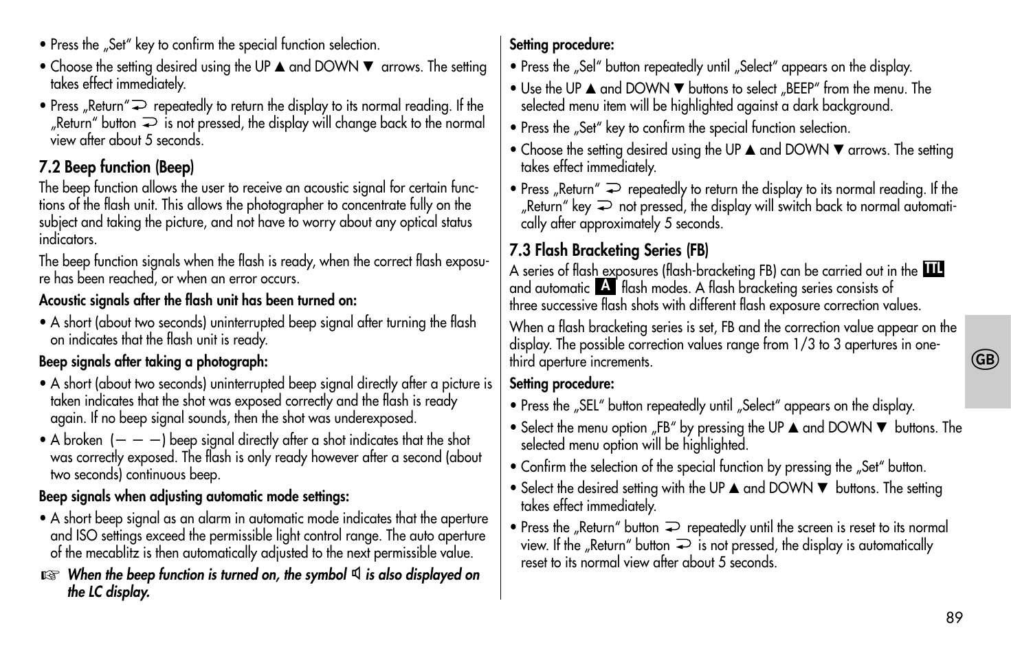 Metz MECABLITZ 58 AF-1 digital Olympus User Manual | Page 89 / 166