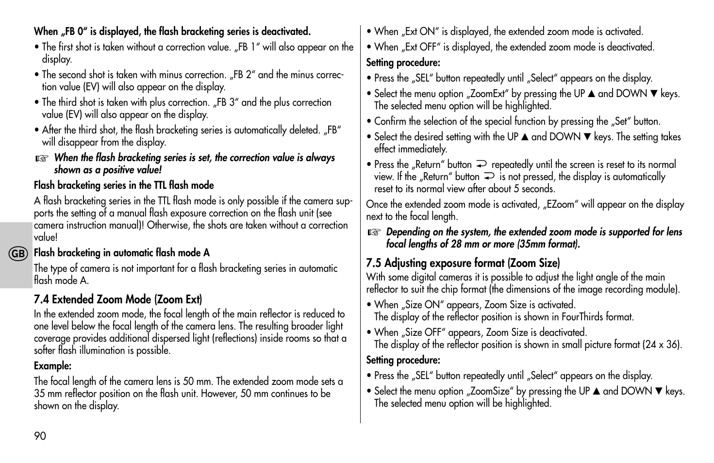 Metz MECABLITZ 58 AF-1 digital Olympus User Manual | Page 90 / 166