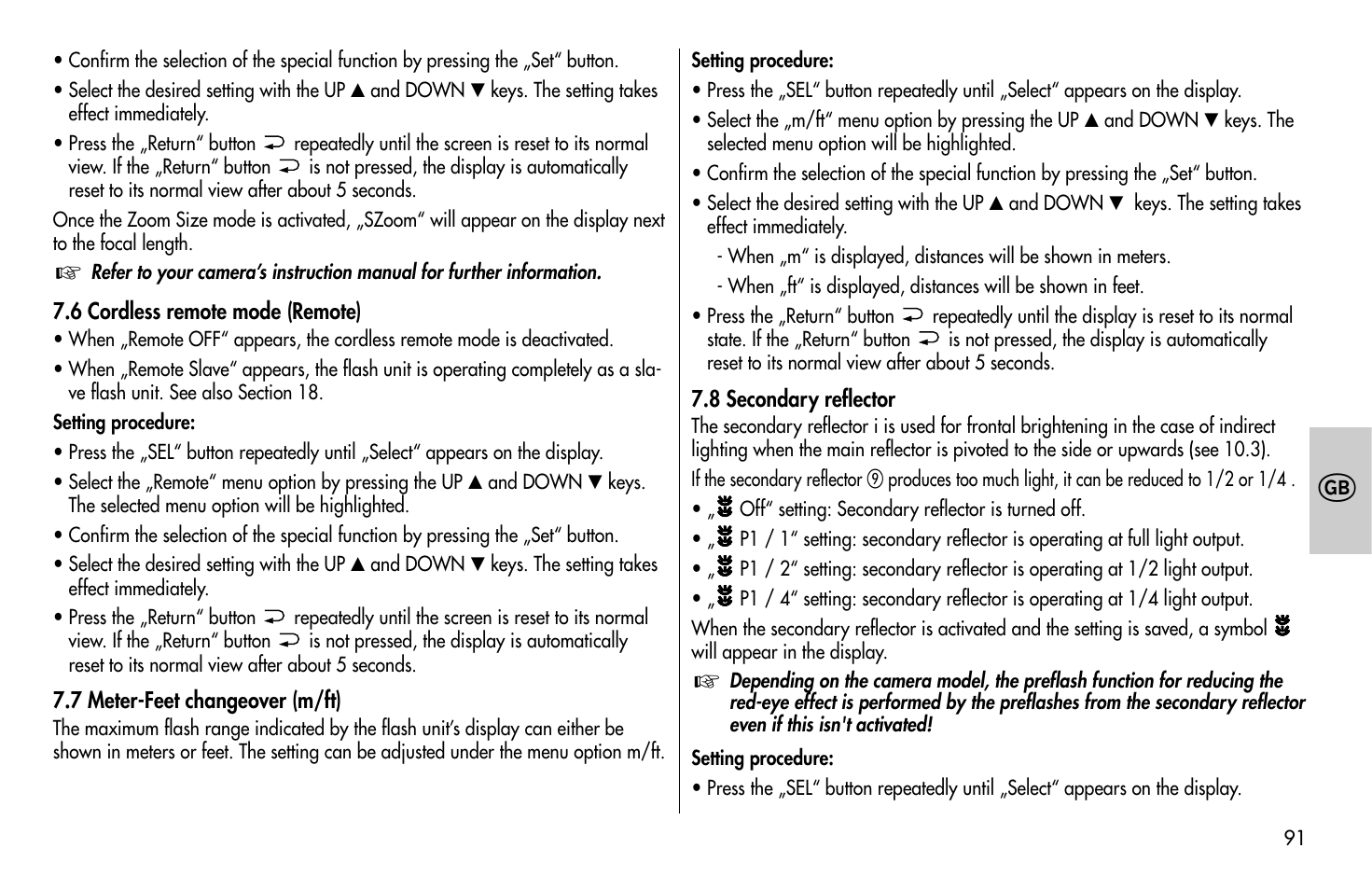 Metz MECABLITZ 58 AF-1 digital Olympus User Manual | Page 91 / 166