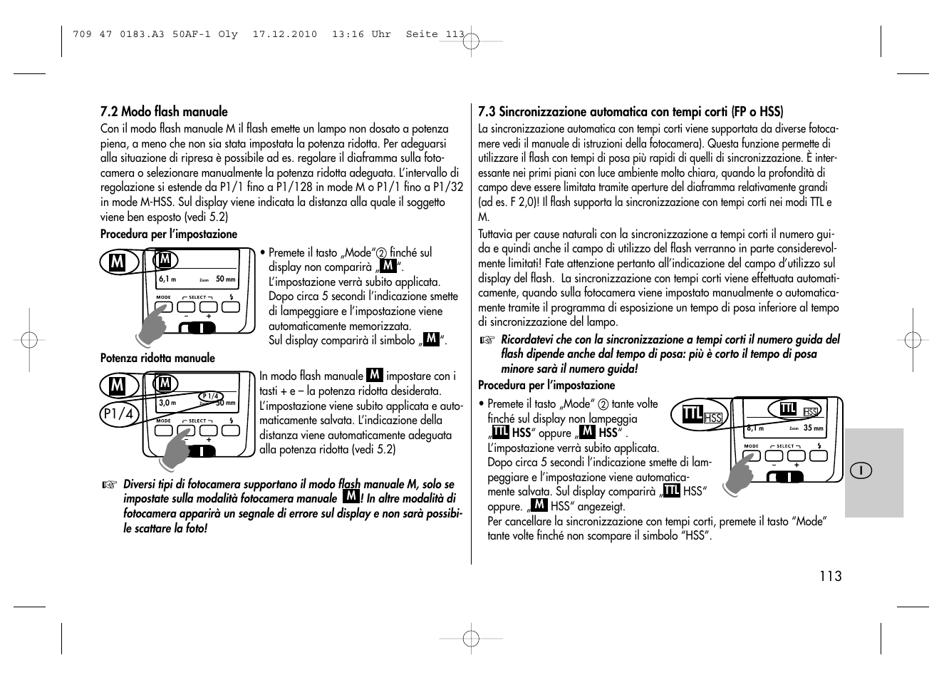 Metz MECABLITZ 50 AF-1 digital Olympus User Manual | Page 113 / 166