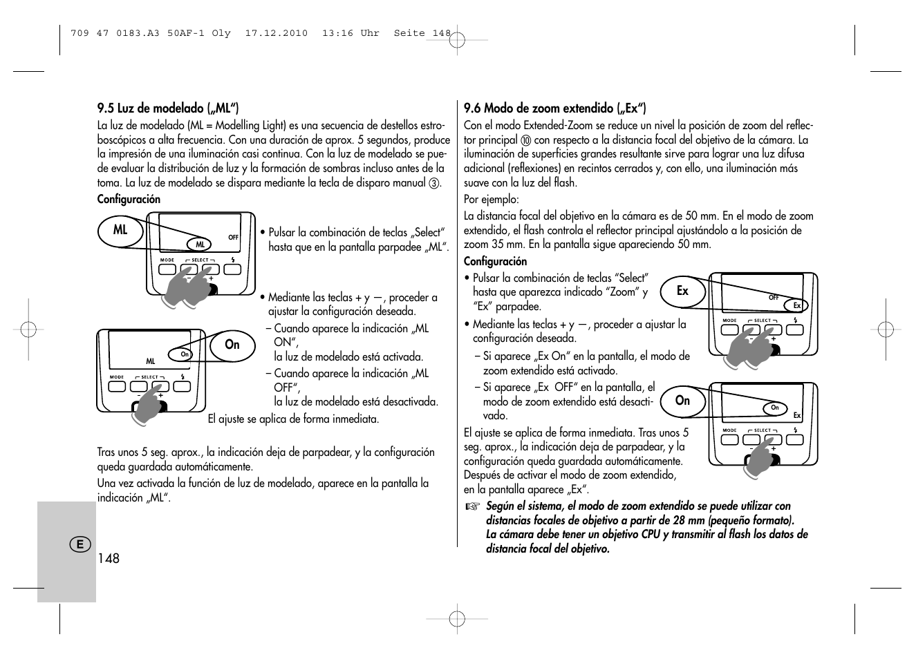 Metz MECABLITZ 50 AF-1 digital Olympus User Manual | Page 148 / 166