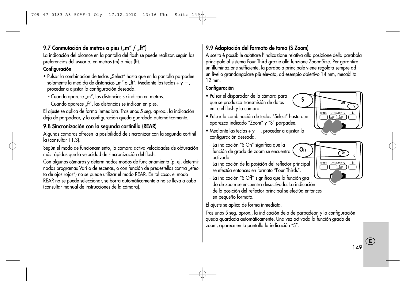 Metz MECABLITZ 50 AF-1 digital Olympus User Manual | Page 149 / 166