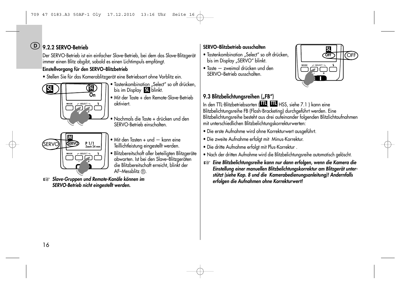 Metz MECABLITZ 50 AF-1 digital Olympus User Manual | Page 16 / 166