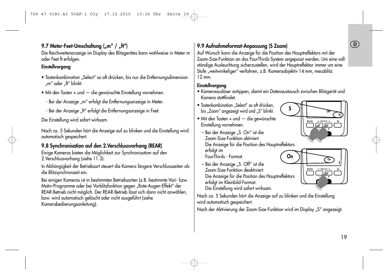 Metz MECABLITZ 50 AF-1 digital Olympus User Manual | Page 19 / 166