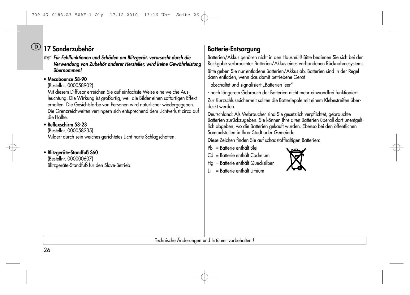 Metz MECABLITZ 50 AF-1 digital Olympus User Manual | Page 26 / 166