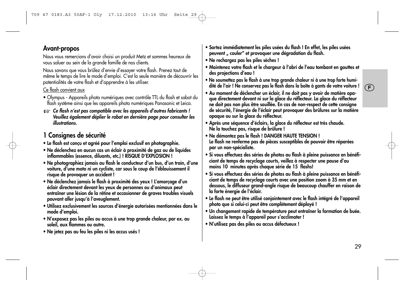 Metz MECABLITZ 50 AF-1 digital Olympus User Manual | Page 29 / 166