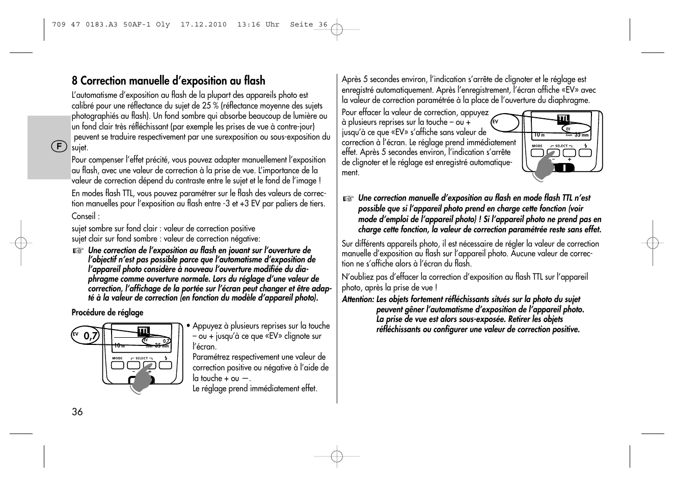 Metz MECABLITZ 50 AF-1 digital Olympus User Manual | Page 36 / 166