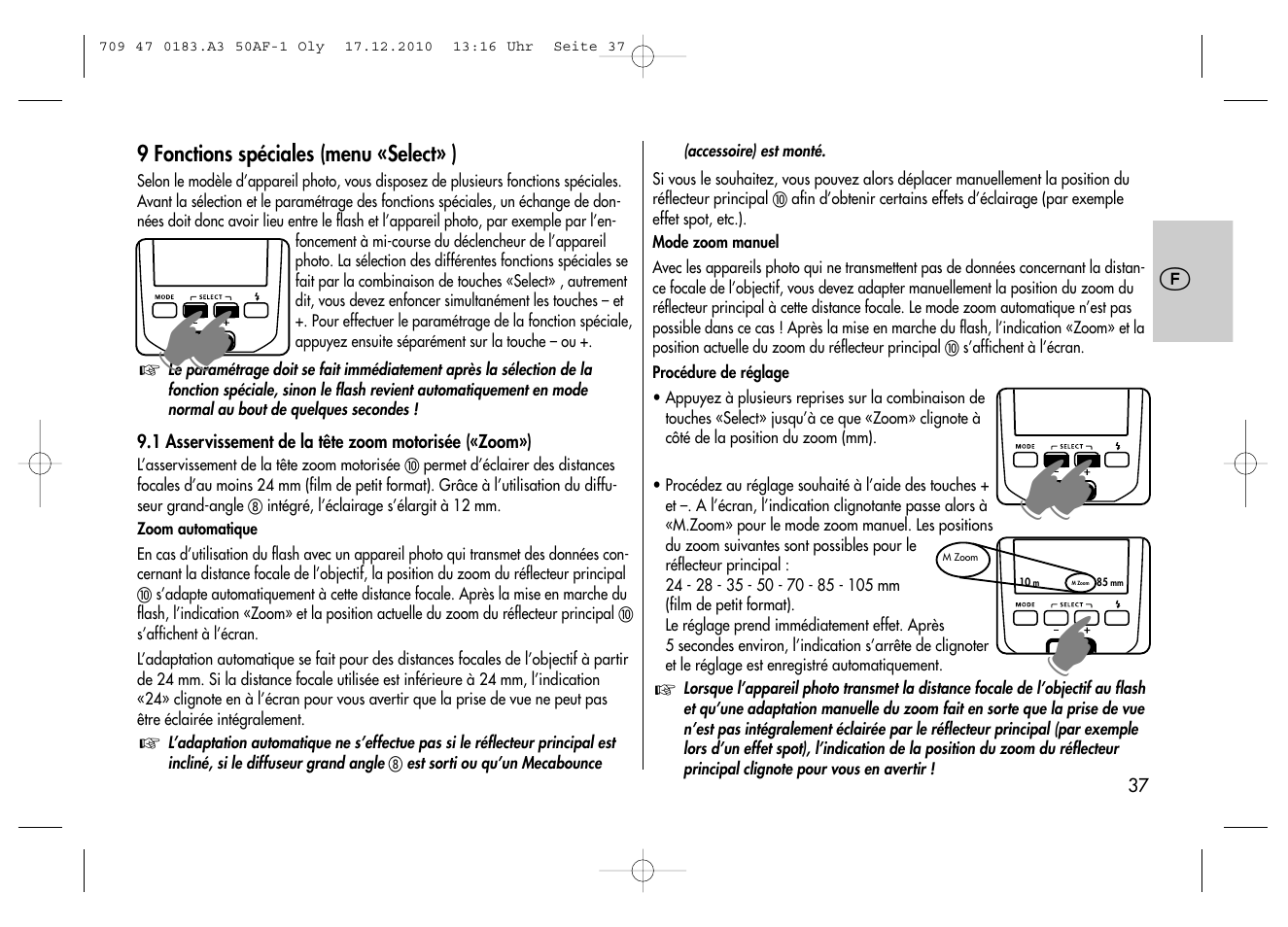 Metz MECABLITZ 50 AF-1 digital Olympus User Manual | Page 37 / 166