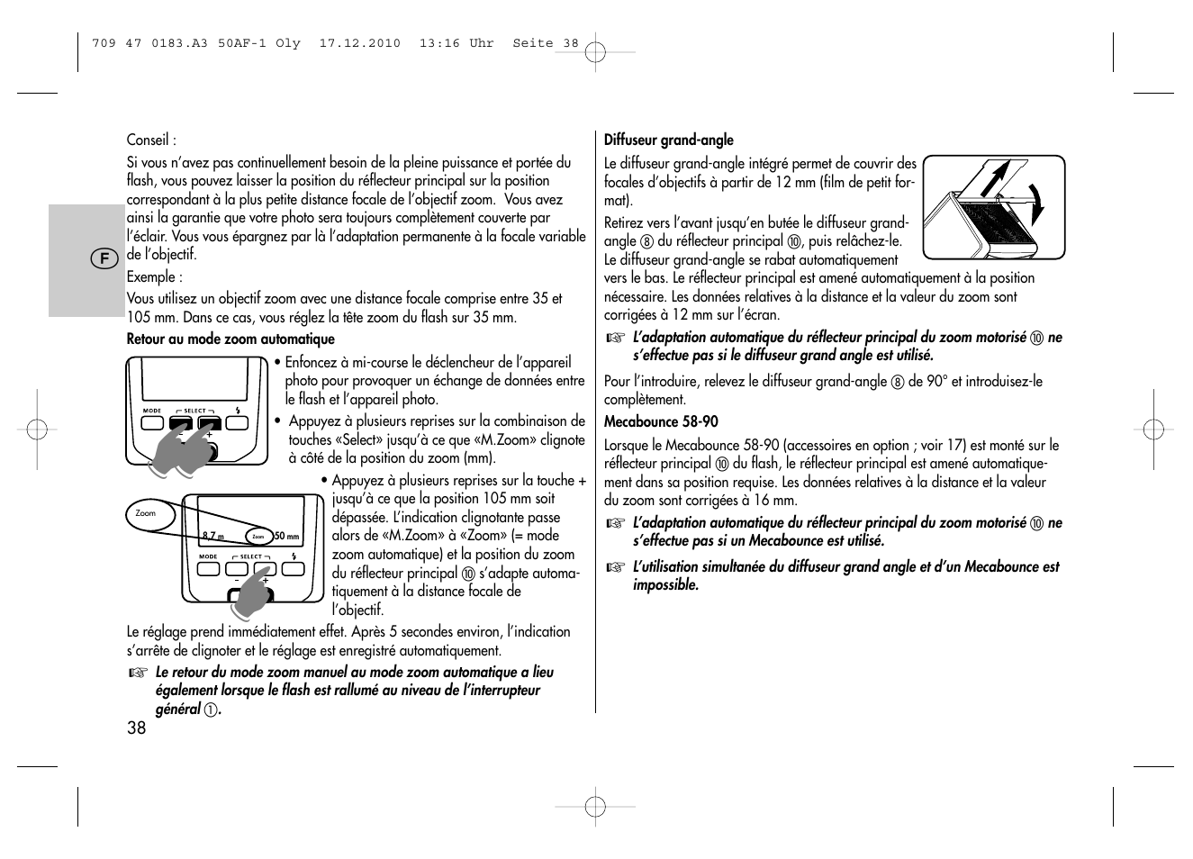 Metz MECABLITZ 50 AF-1 digital Olympus User Manual | Page 38 / 166