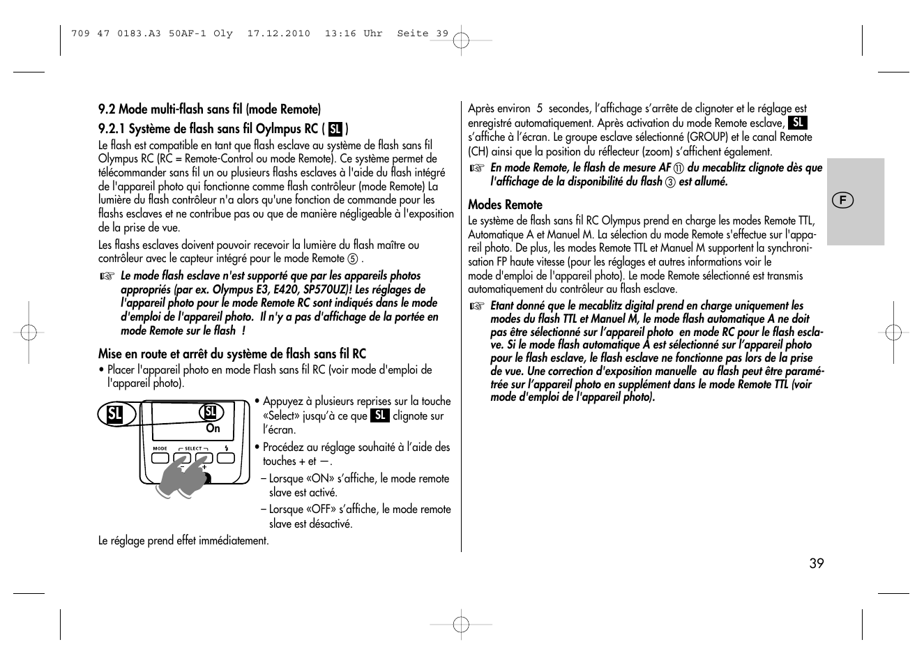 Metz MECABLITZ 50 AF-1 digital Olympus User Manual | Page 39 / 166