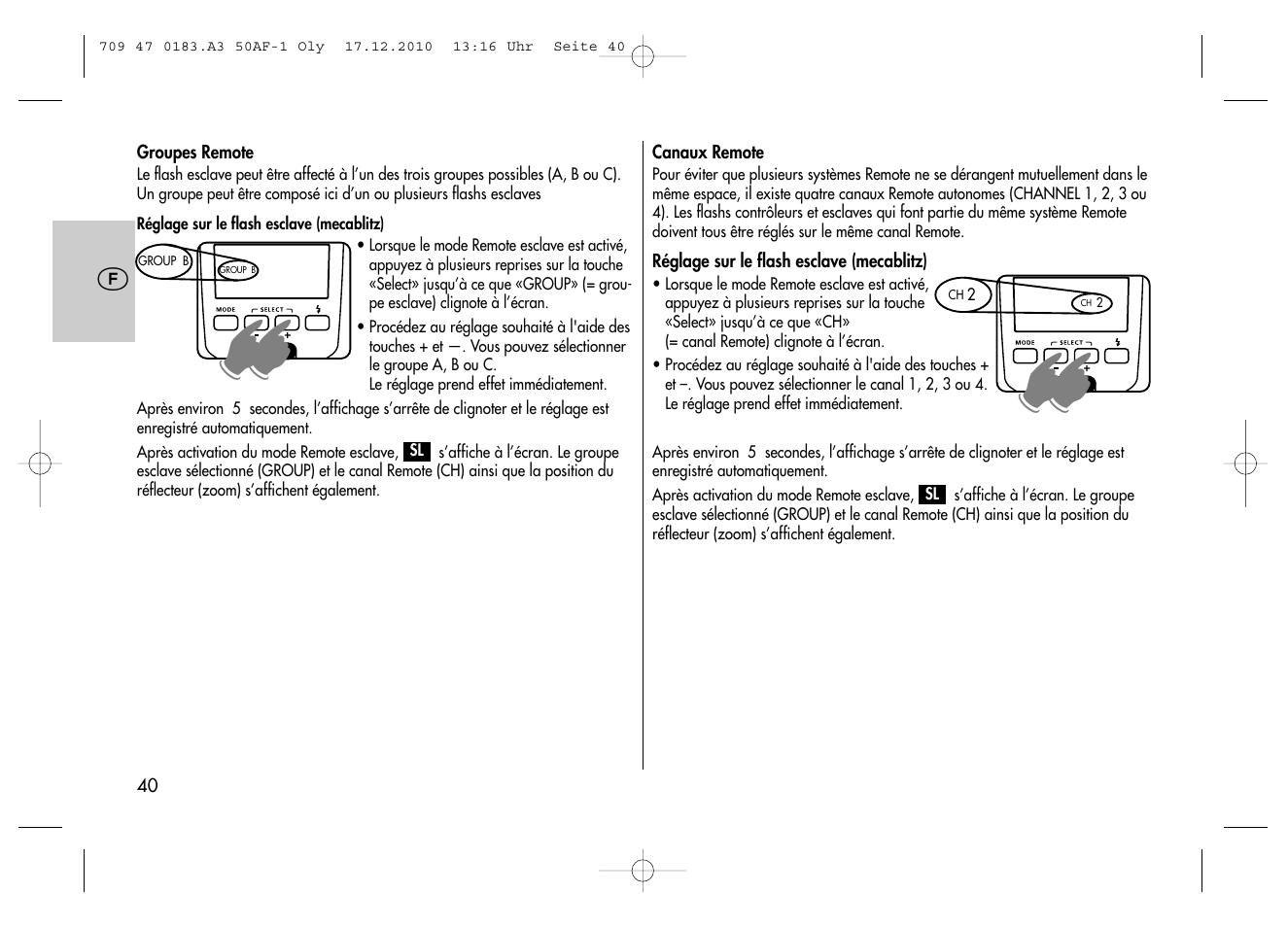 Metz MECABLITZ 50 AF-1 digital Olympus User Manual | Page 40 / 166