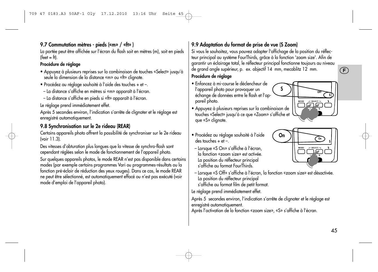 Metz MECABLITZ 50 AF-1 digital Olympus User Manual | Page 45 / 166