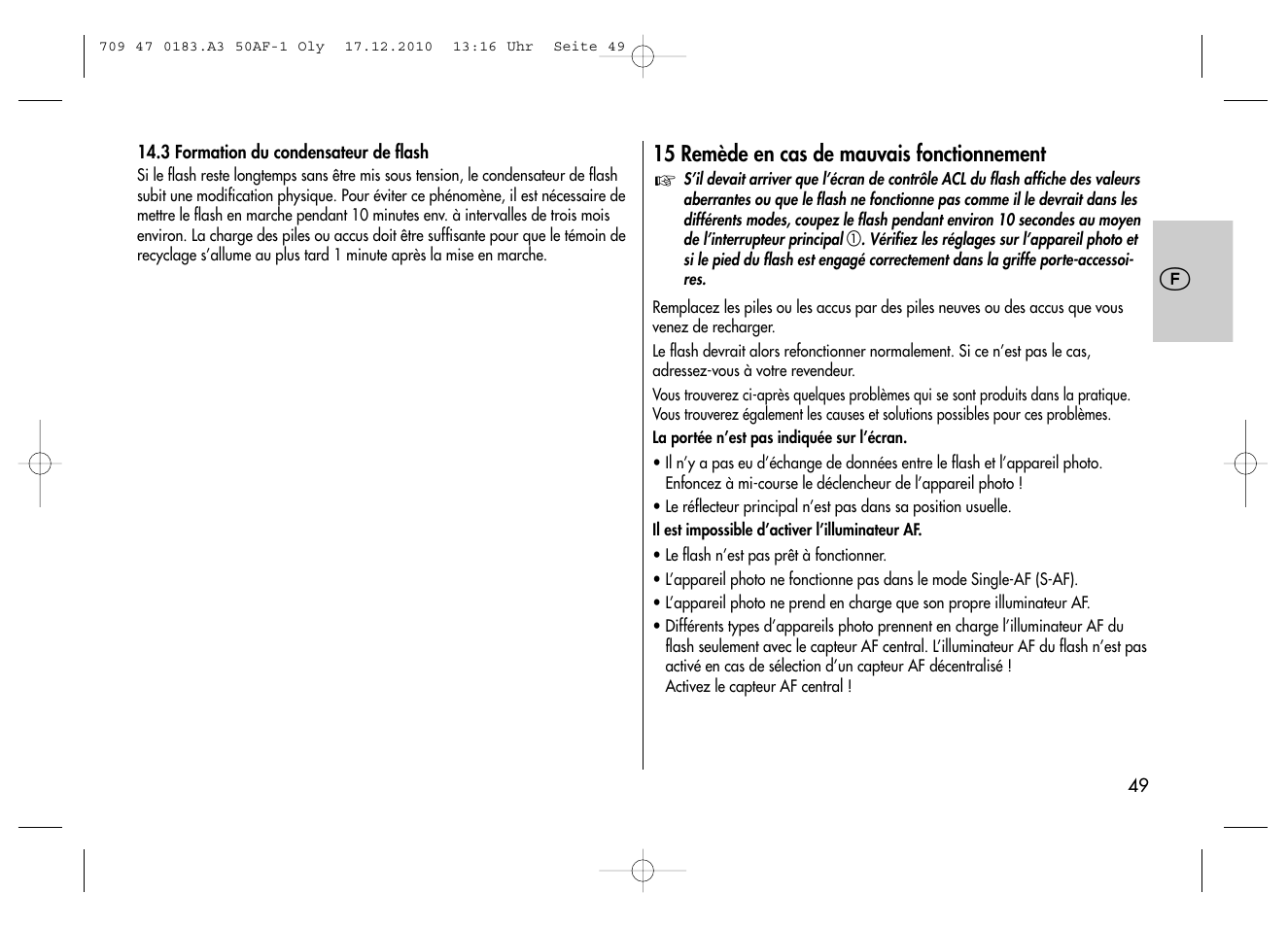 Metz MECABLITZ 50 AF-1 digital Olympus User Manual | Page 49 / 166