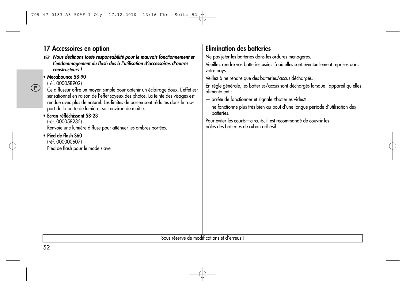 Metz MECABLITZ 50 AF-1 digital Olympus User Manual | Page 52 / 166