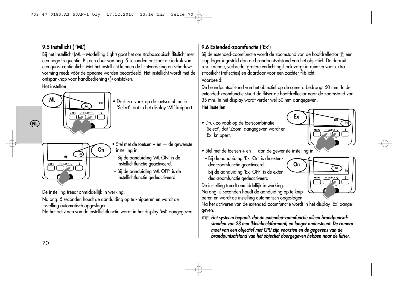 Metz MECABLITZ 50 AF-1 digital Olympus User Manual | Page 70 / 166