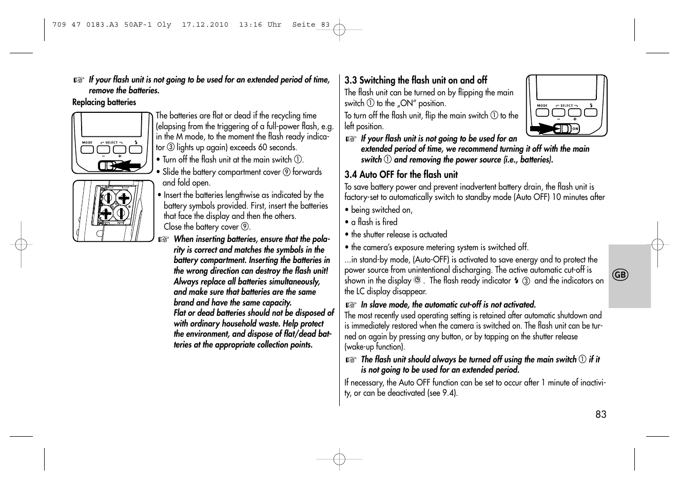 Metz MECABLITZ 50 AF-1 digital Olympus User Manual | Page 83 / 166