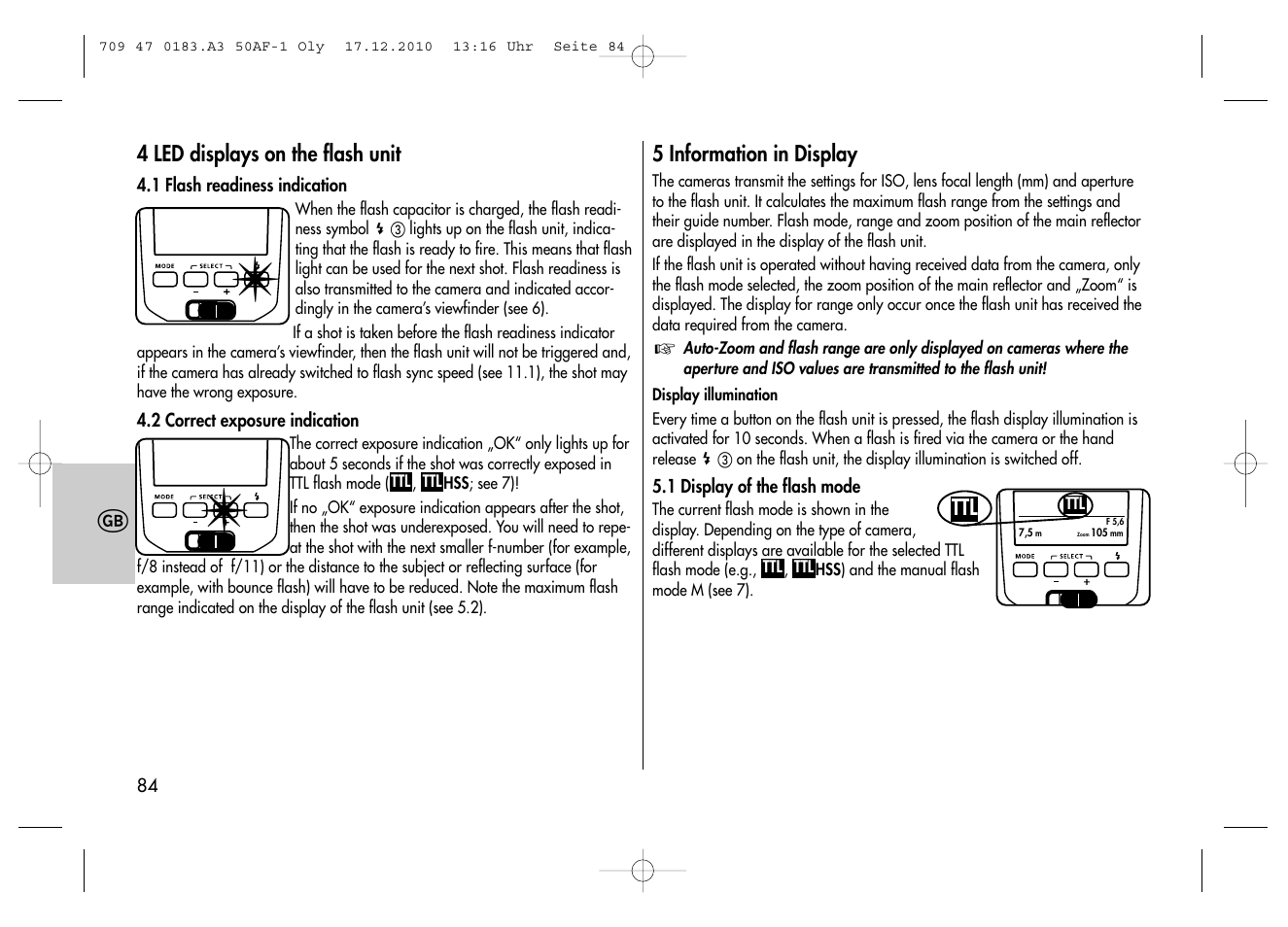 Metz MECABLITZ 50 AF-1 digital Olympus User Manual | Page 84 / 166