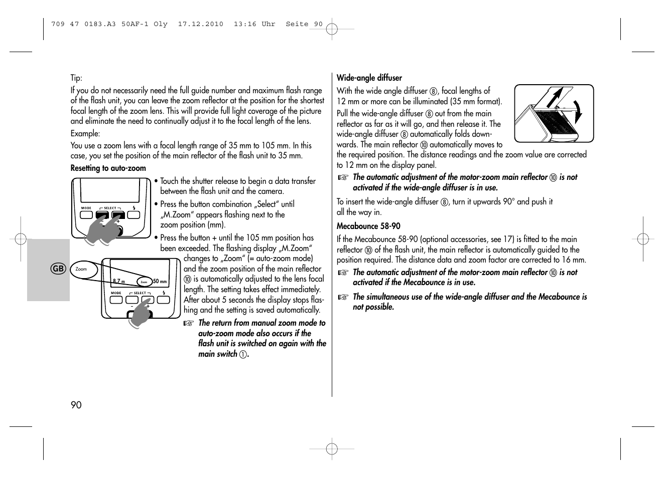 Metz MECABLITZ 50 AF-1 digital Olympus User Manual | Page 90 / 166