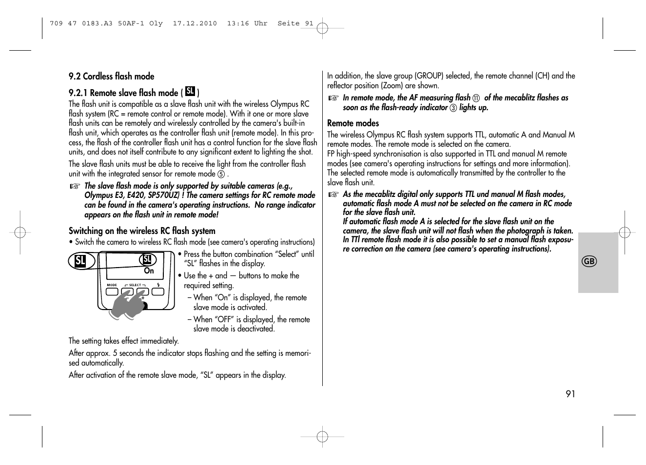 Metz MECABLITZ 50 AF-1 digital Olympus User Manual | Page 91 / 166
