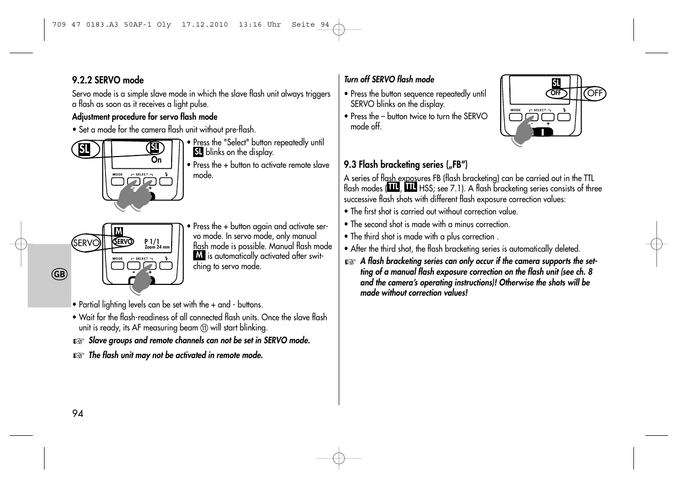 Metz MECABLITZ 50 AF-1 digital Olympus User Manual | Page 94 / 166