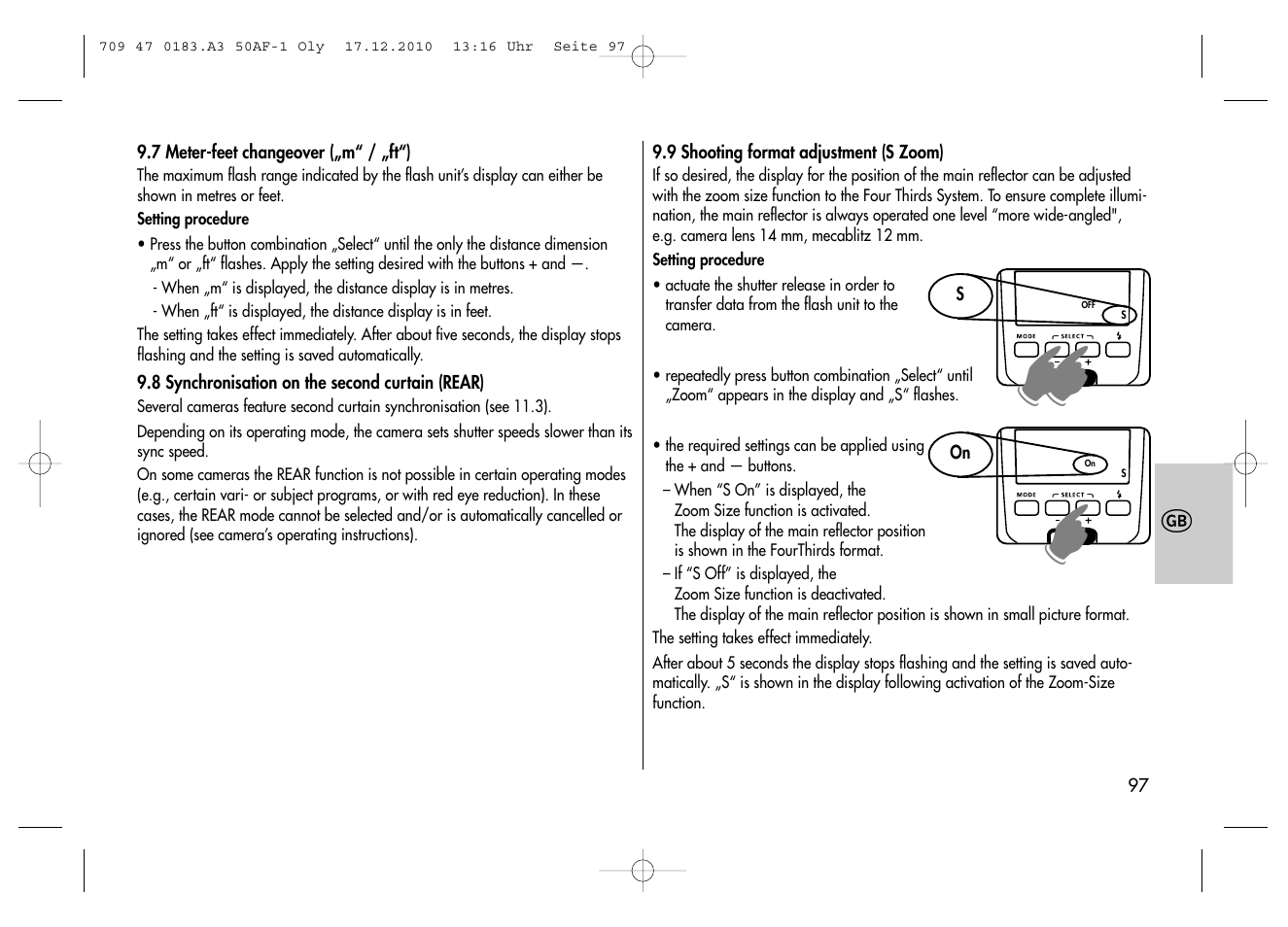 Metz MECABLITZ 50 AF-1 digital Olympus User Manual | Page 97 / 166