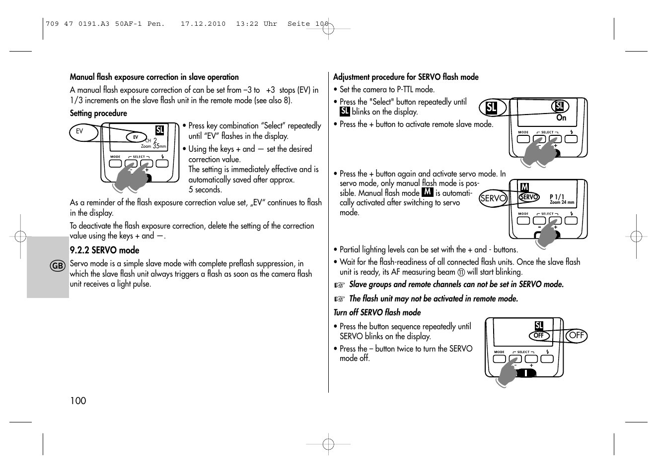 Metz MECABLITZ 50 AF-1 digital Pentax User Manual | Page 100 / 182