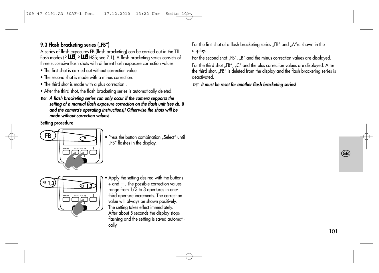 Metz MECABLITZ 50 AF-1 digital Pentax User Manual | Page 101 / 182