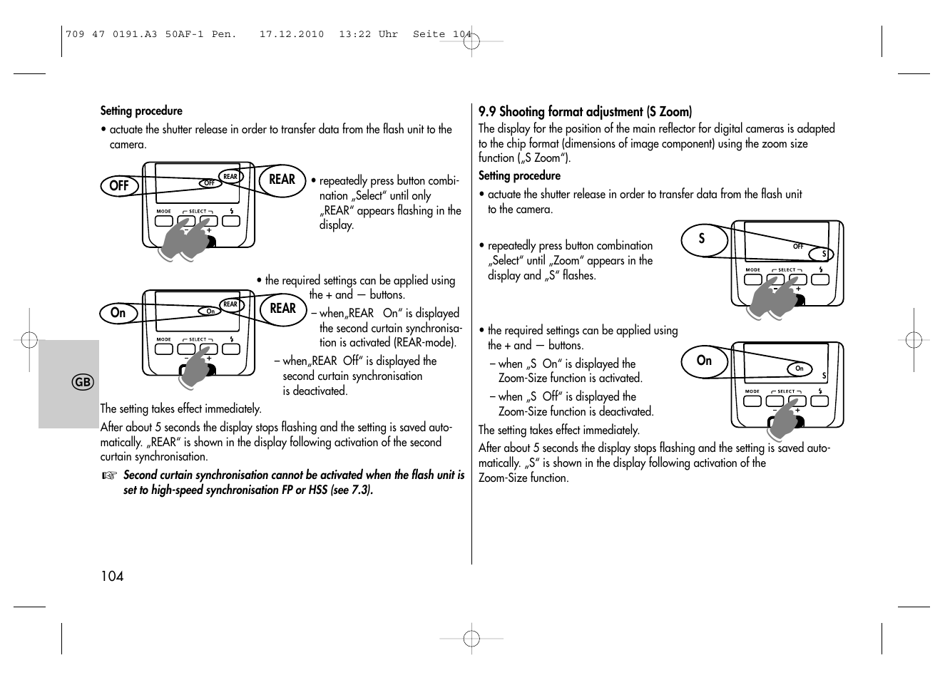 Metz MECABLITZ 50 AF-1 digital Pentax User Manual | Page 104 / 182