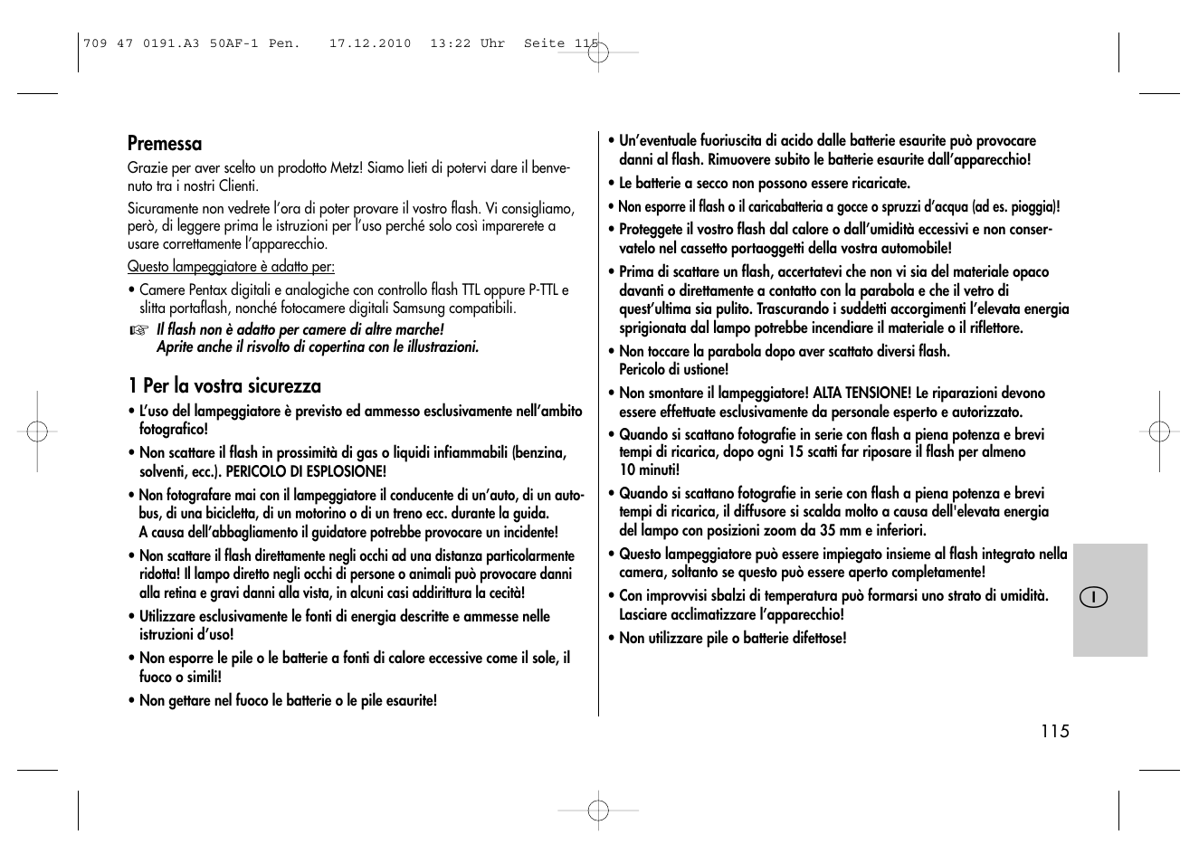 Metz MECABLITZ 50 AF-1 digital Pentax User Manual | Page 115 / 182