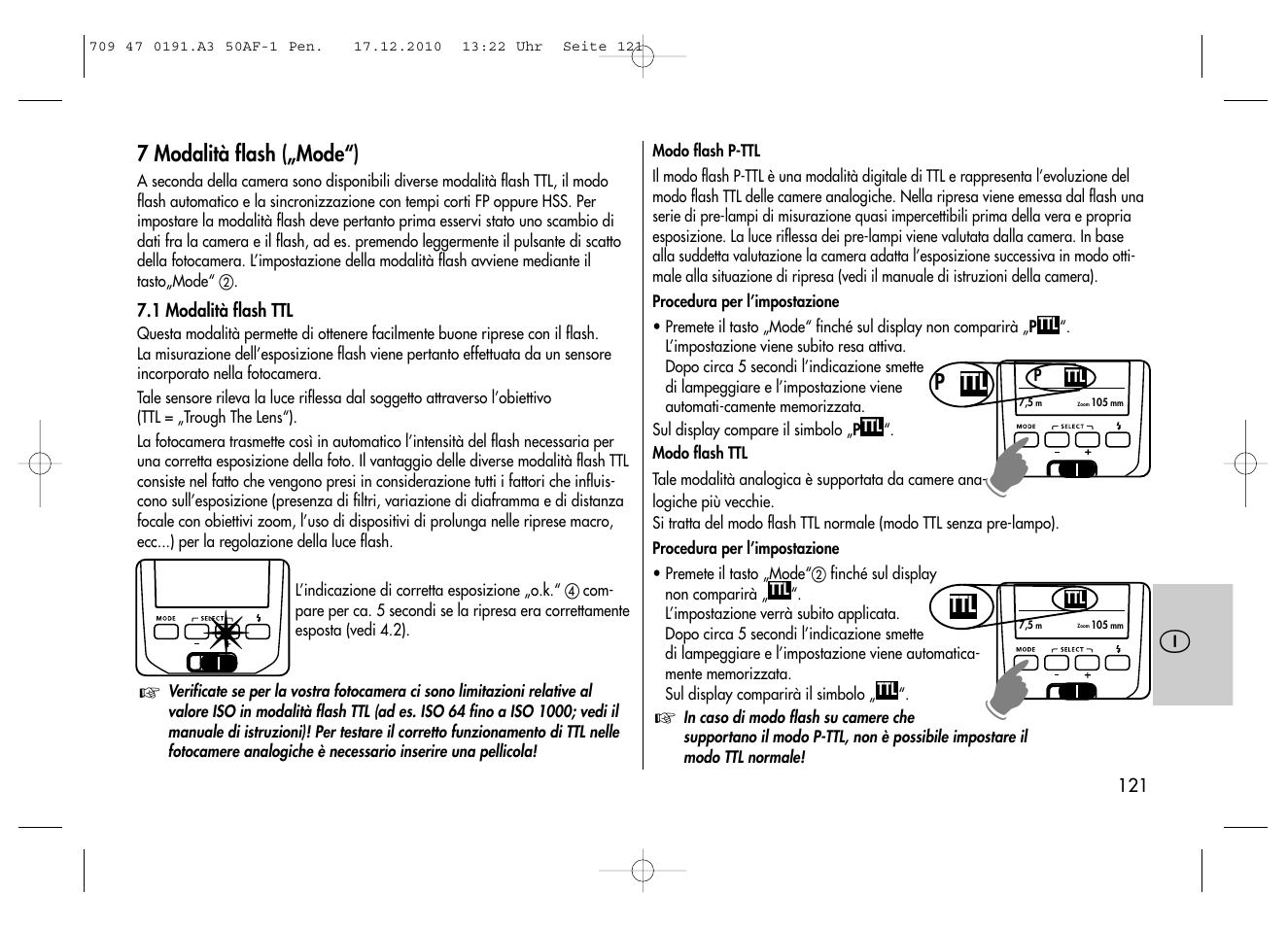 Metz MECABLITZ 50 AF-1 digital Pentax User Manual | Page 121 / 182