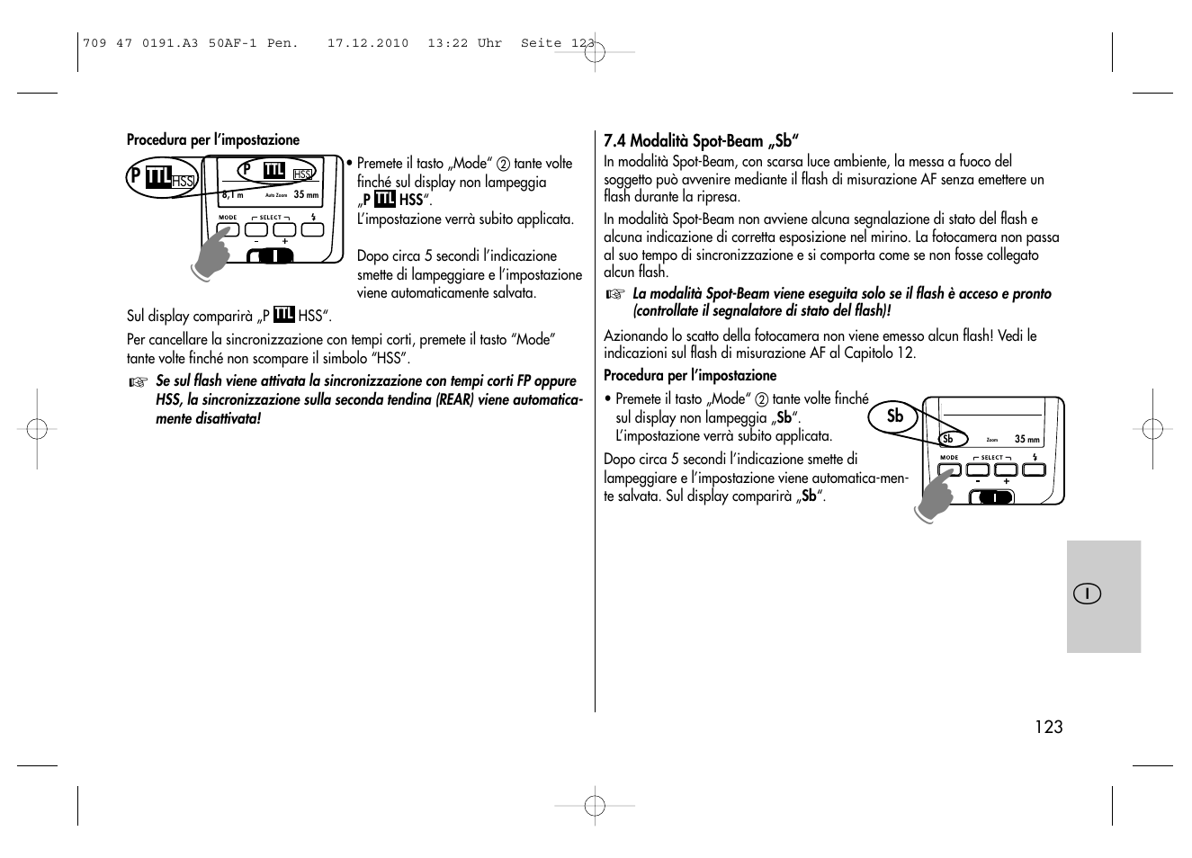 Metz MECABLITZ 50 AF-1 digital Pentax User Manual | Page 123 / 182