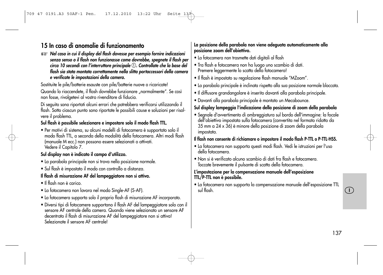 Metz MECABLITZ 50 AF-1 digital Pentax User Manual | Page 137 / 182