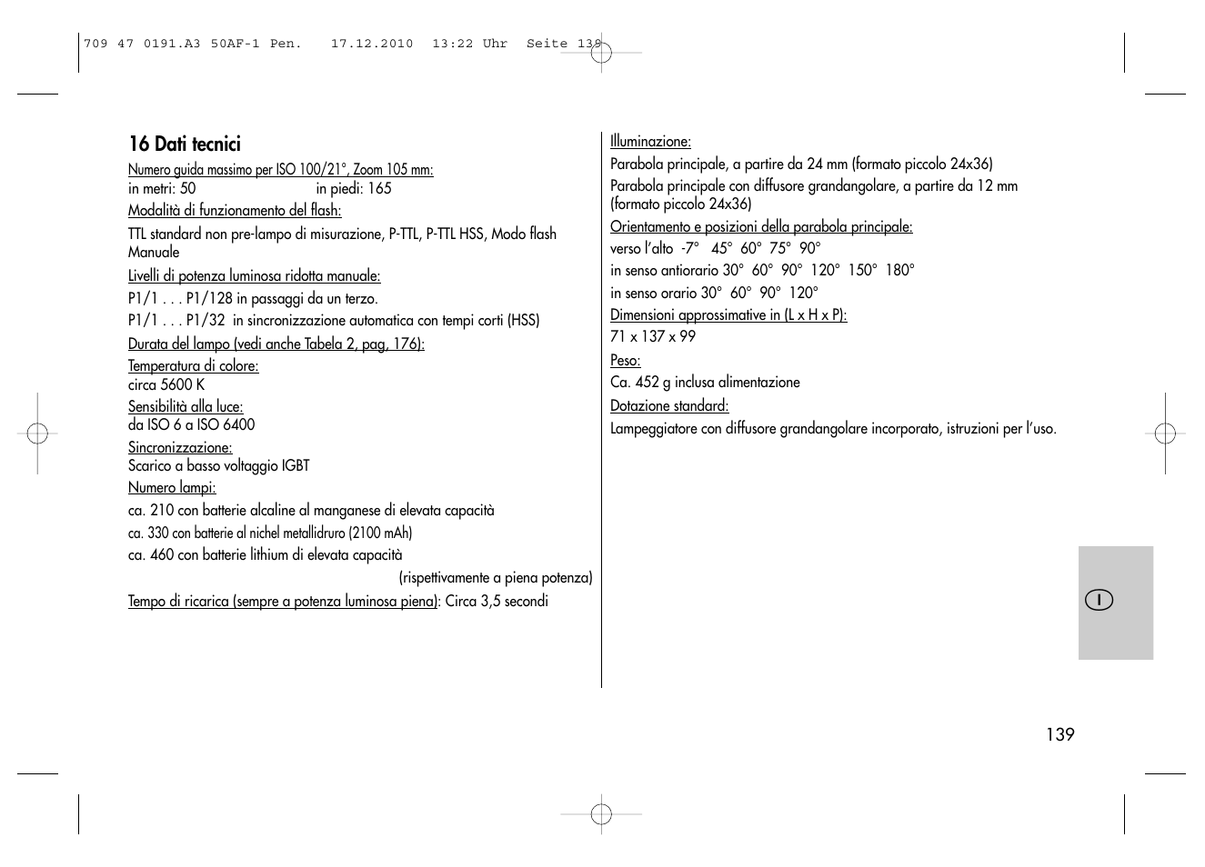 Metz MECABLITZ 50 AF-1 digital Pentax User Manual | Page 139 / 182