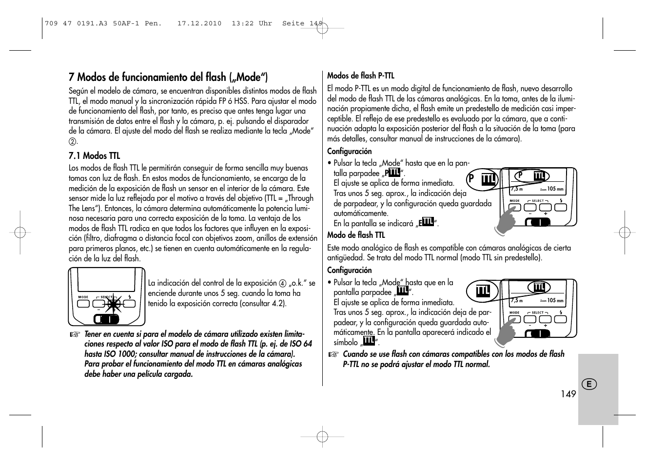 Metz MECABLITZ 50 AF-1 digital Pentax User Manual | Page 149 / 182