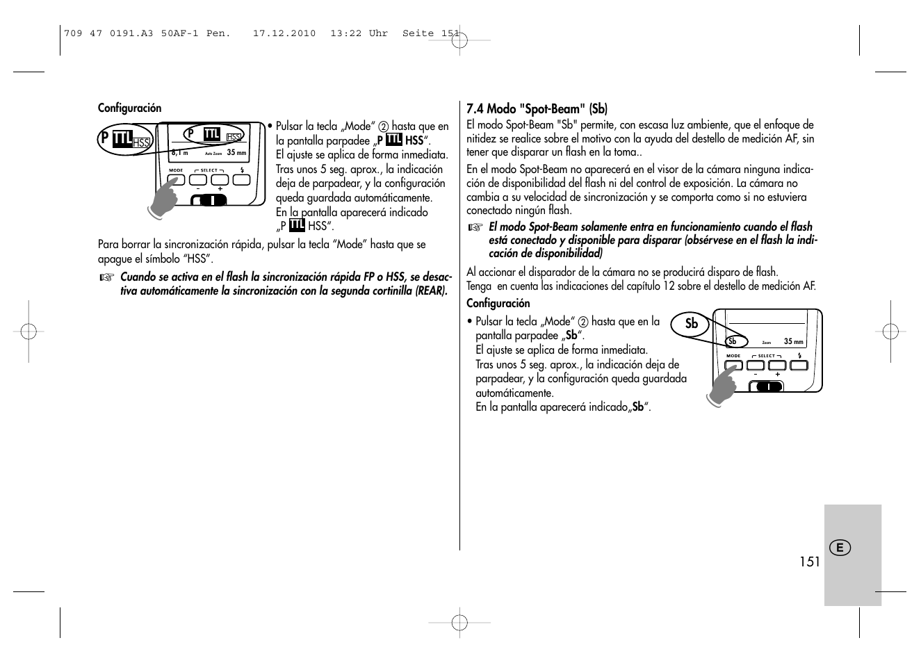 Metz MECABLITZ 50 AF-1 digital Pentax User Manual | Page 151 / 182