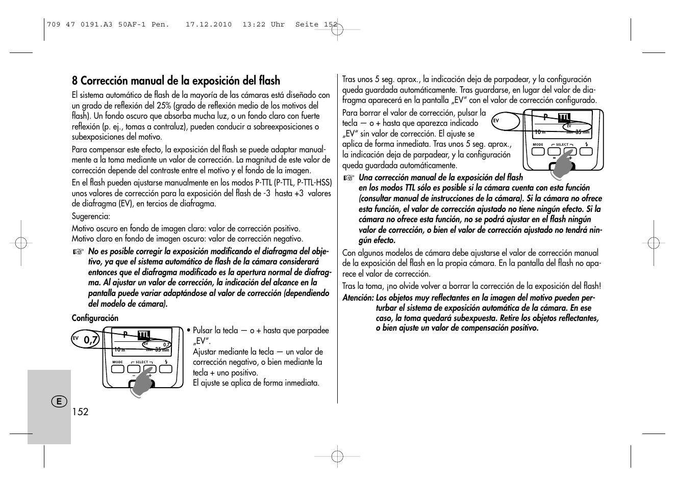 Metz MECABLITZ 50 AF-1 digital Pentax User Manual | Page 152 / 182