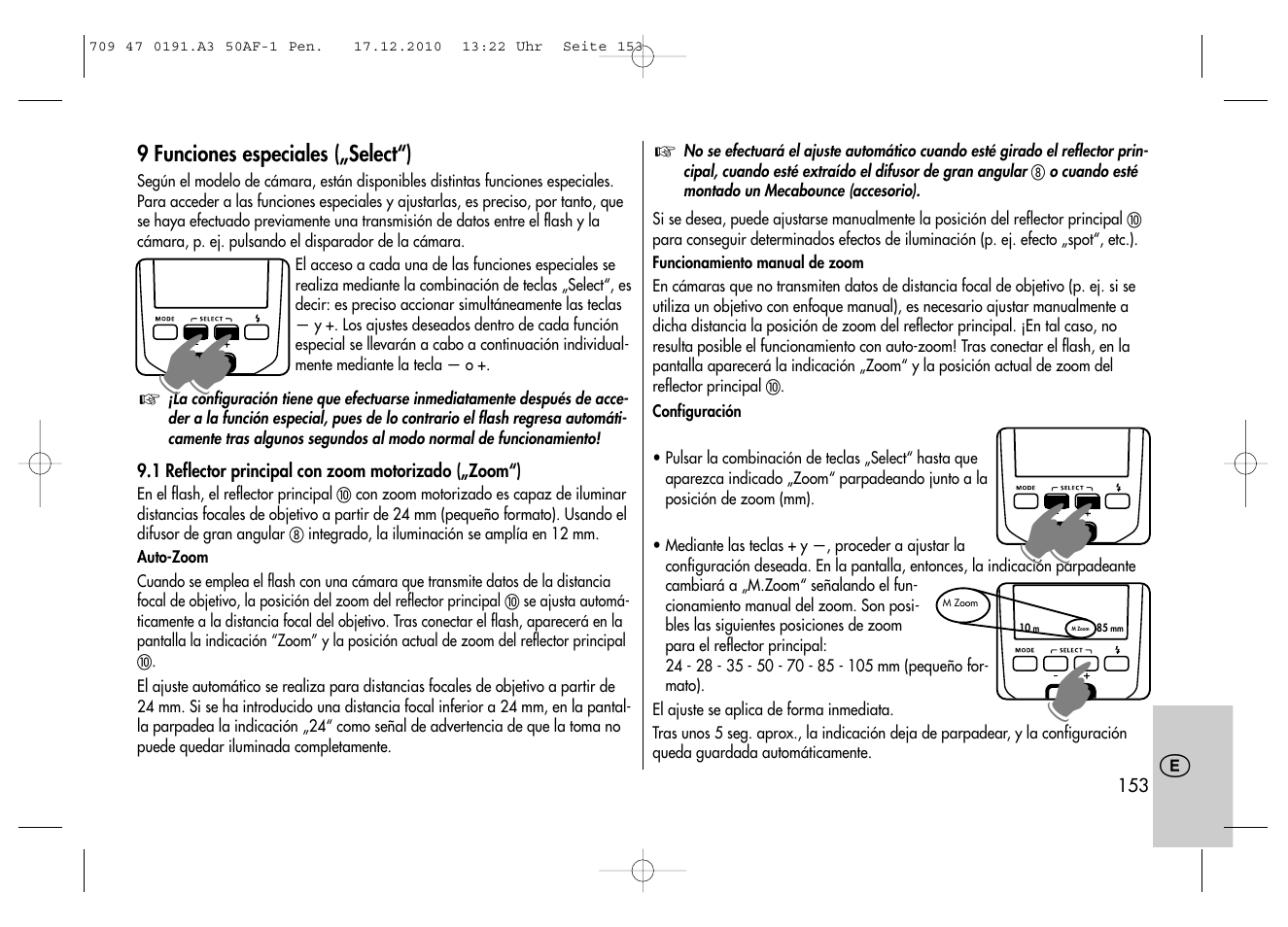 Metz MECABLITZ 50 AF-1 digital Pentax User Manual | Page 153 / 182