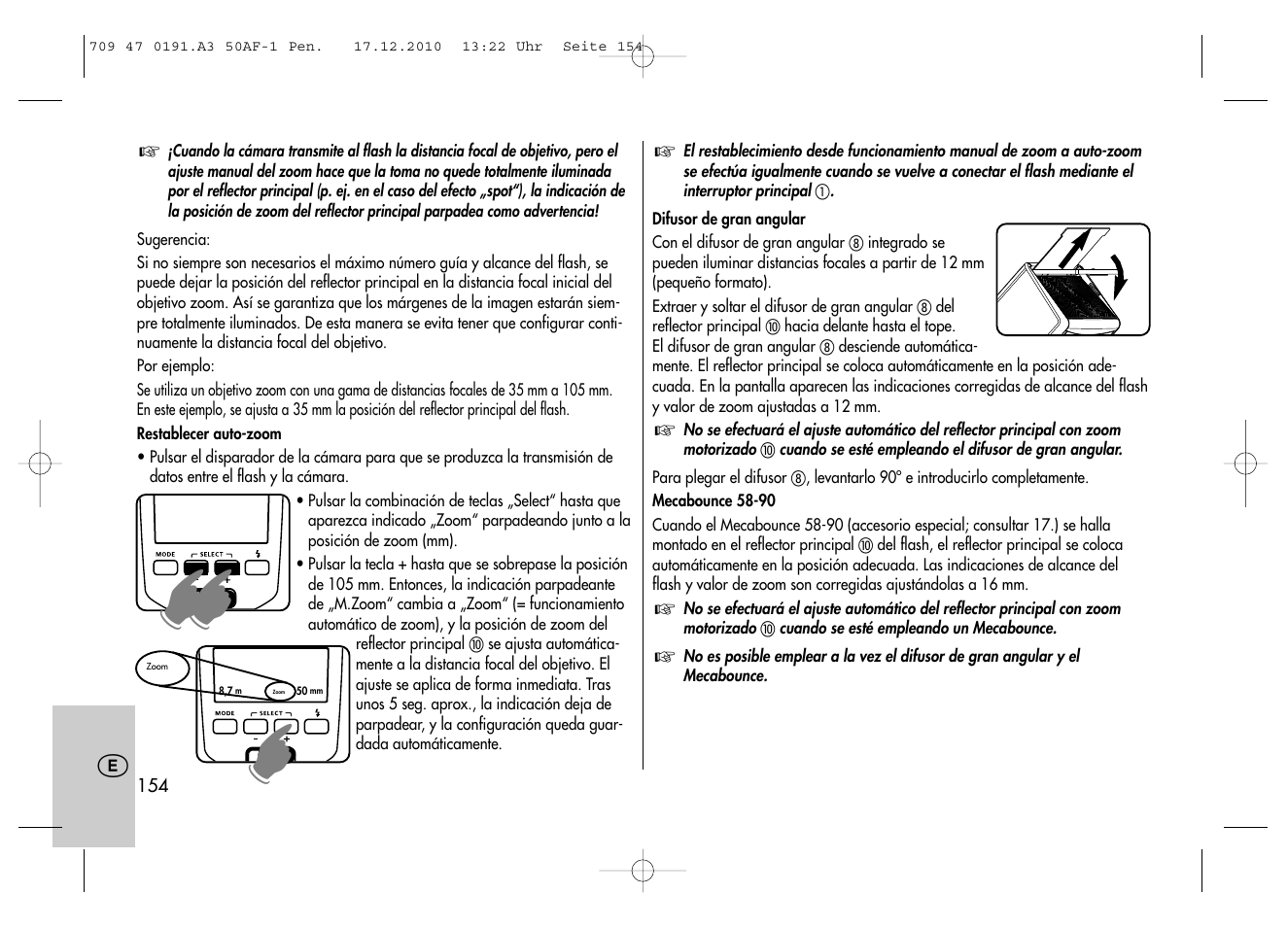 Metz MECABLITZ 50 AF-1 digital Pentax User Manual | Page 154 / 182