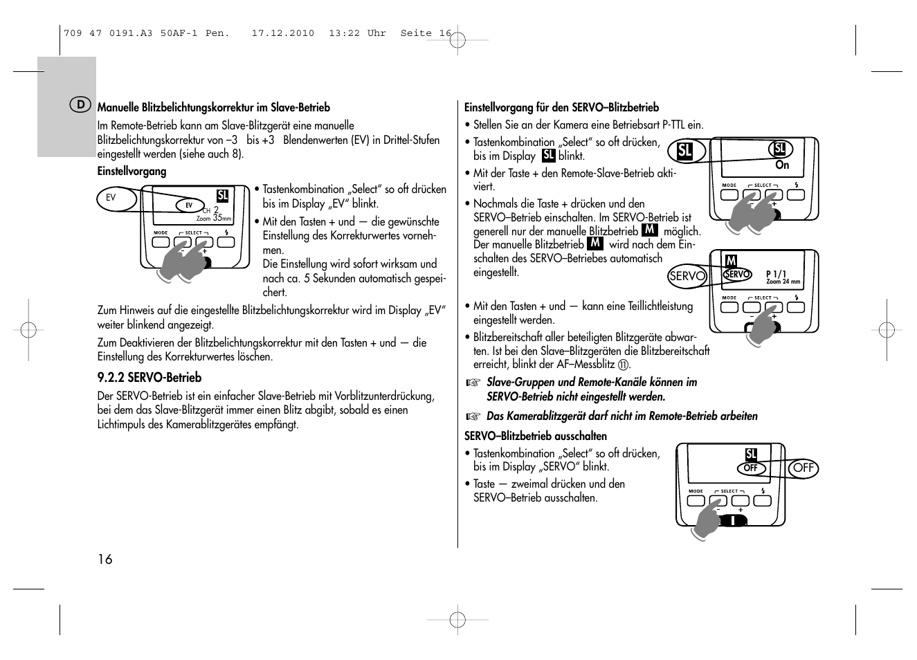 Metz MECABLITZ 50 AF-1 digital Pentax User Manual | Page 16 / 182